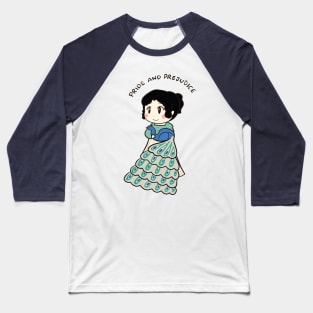 Cute Elizabeth Bennet and Peacock Drawing Baseball T-Shirt